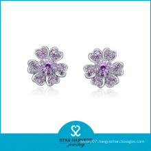 2014 Best Selling Silver Earrings with Purple